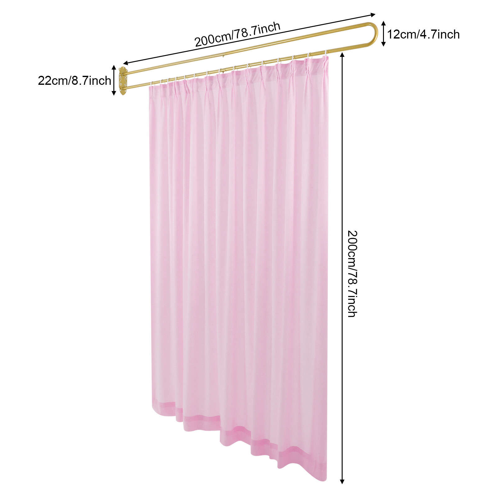 Privacy Partition Curtain, Wall Mounted Curtain, Curtain Room Divider 200*22cm