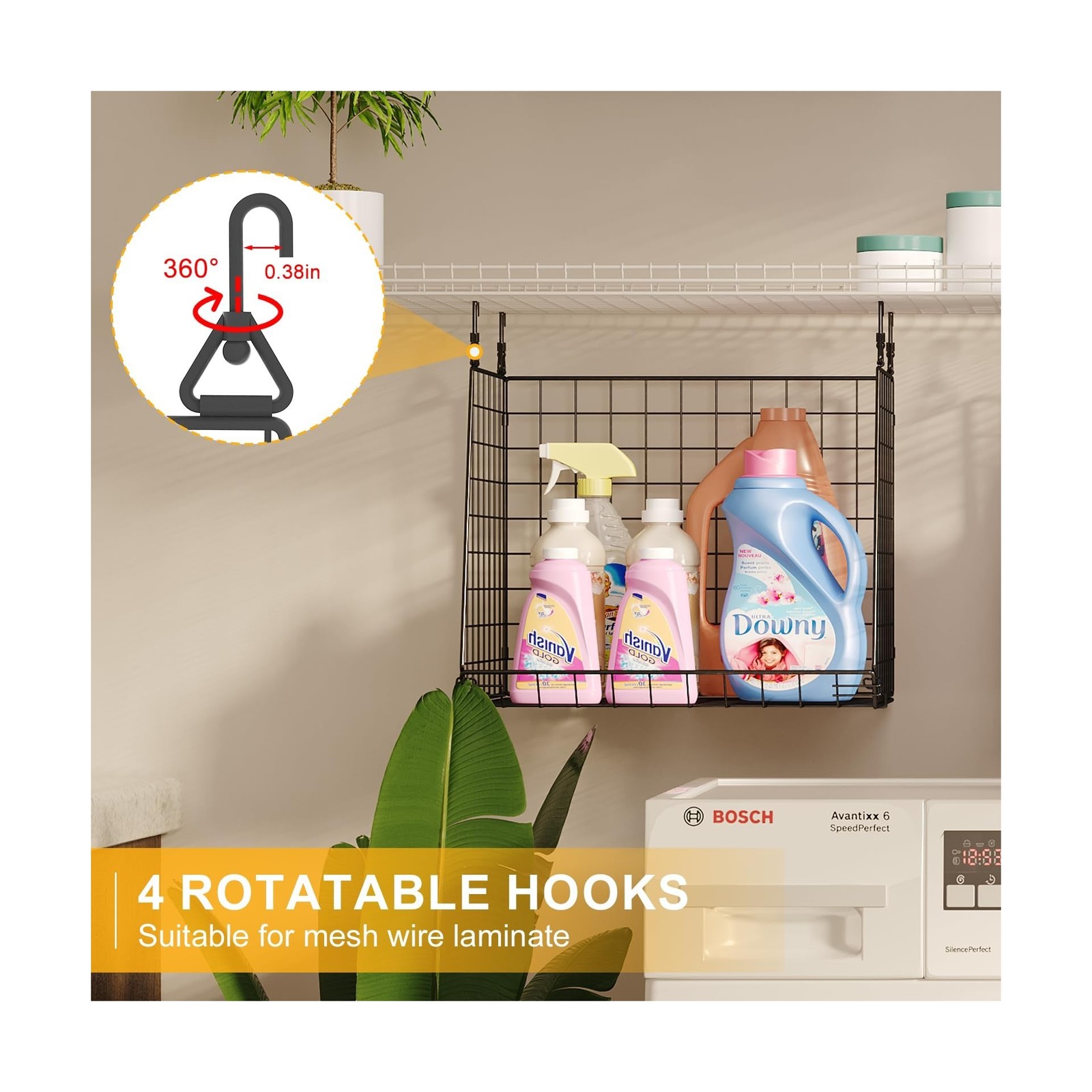 4-Pack Hanging Laundry Room Organizer：Foldable Laundry Room Organiz… Fa