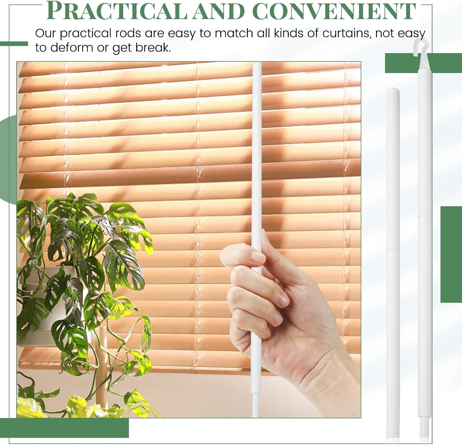 2 Sets 24Inch Blind Wand Replacement with Hook, Blind Opener Horizontal Window