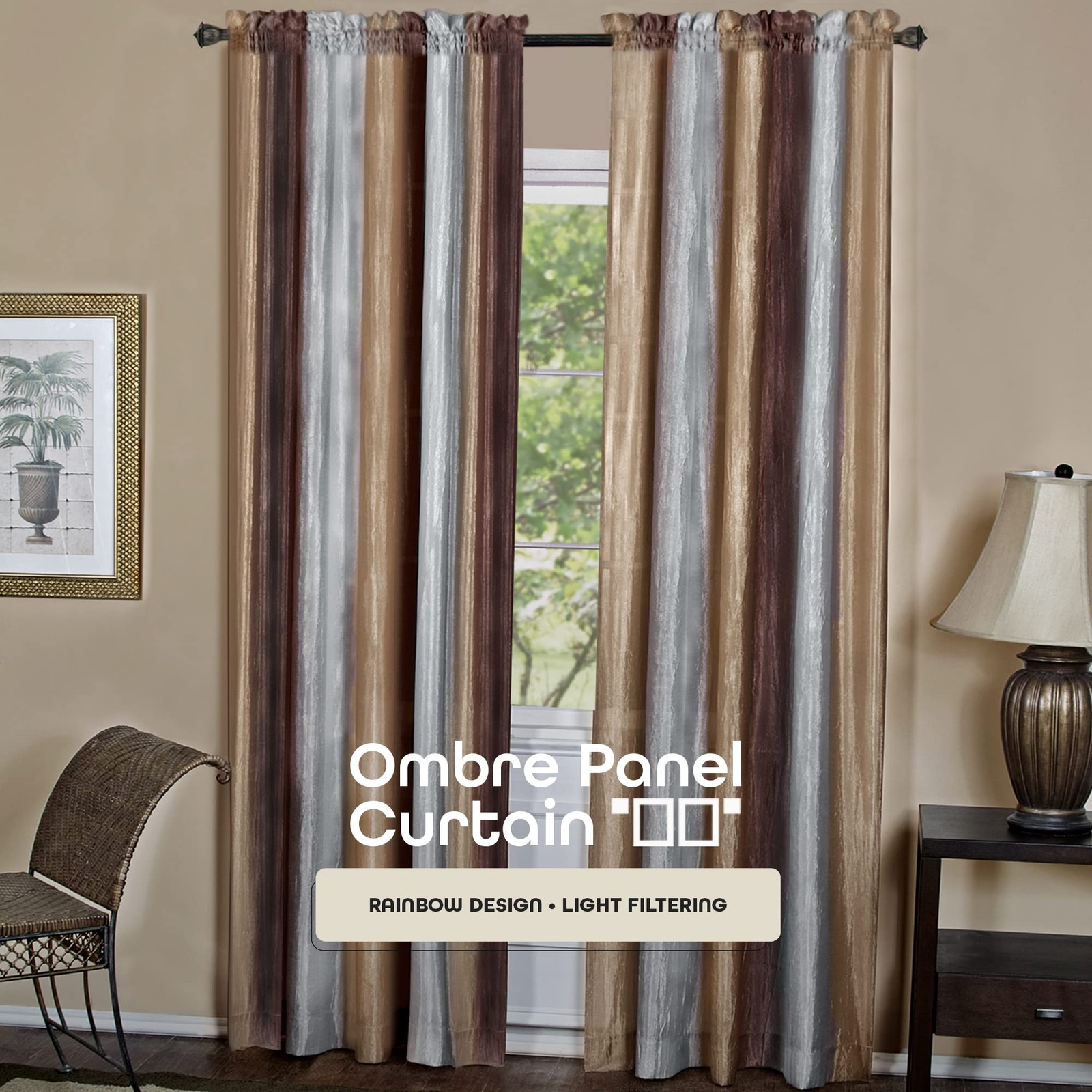 Ombre Panel Light Filtering Semi-Sheer Window Curtain – 84 Inch Length, 50 In…