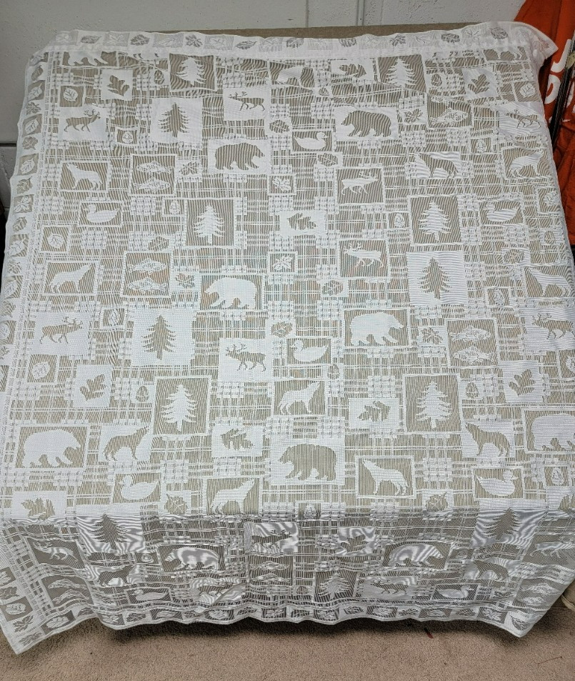 CABIN / LODGE 2 Panels Window Curtains Drapes White See-Through Unhemmed ~1″ rod