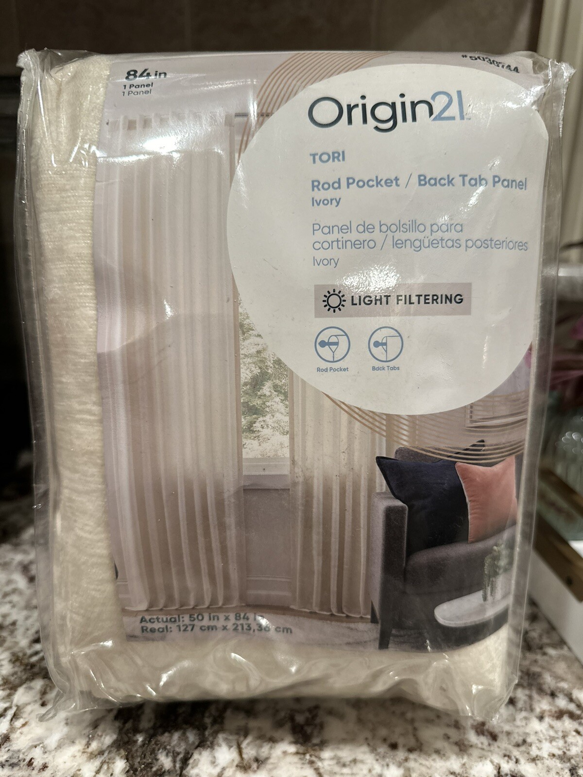 Origin 21 84-in Ivory Light Filter Rod Pocket Back Tab Single Curtain Panel 2pk