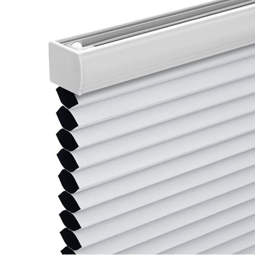 White Cordless Blackout Honeycomb Shades 34×72 for Windows and Doors