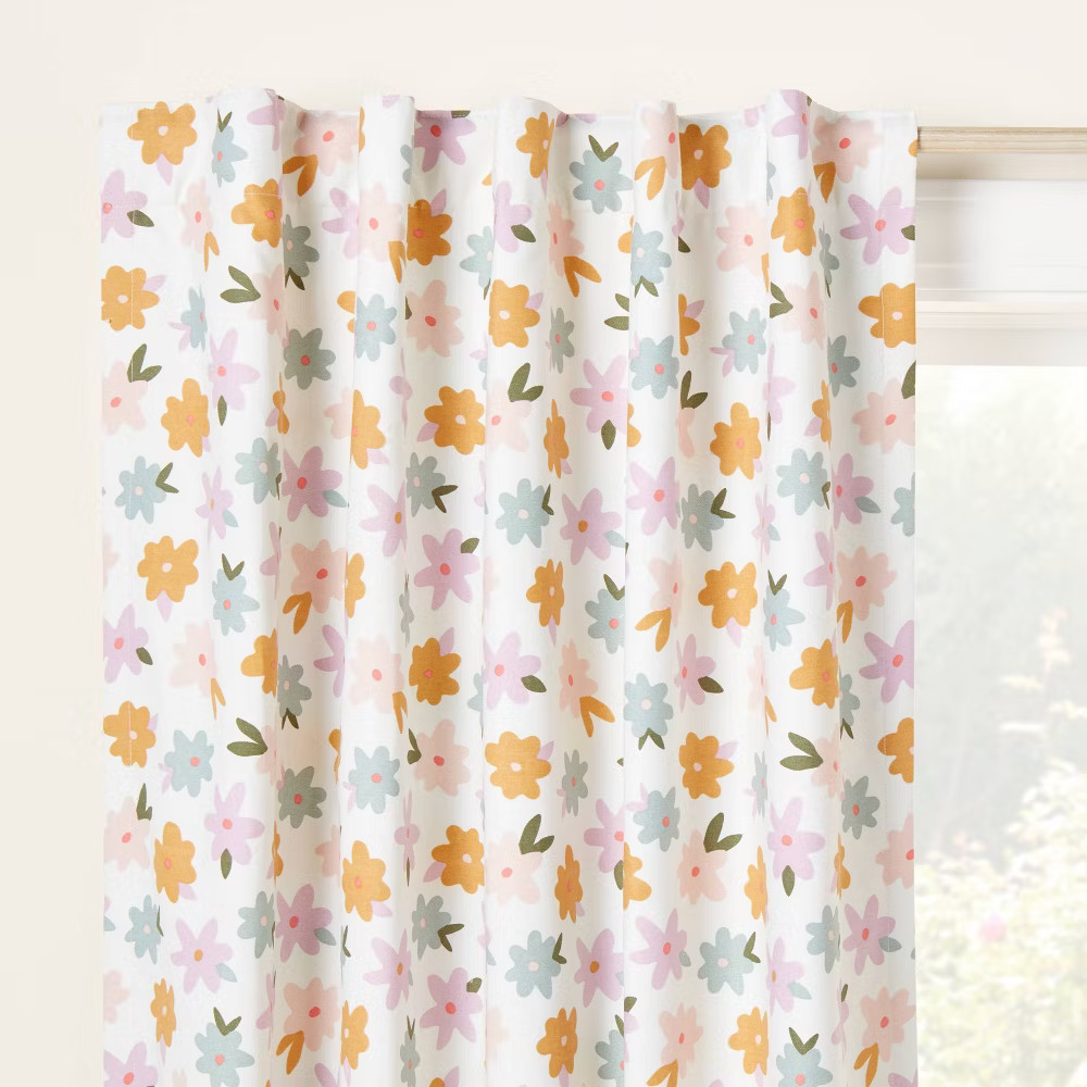 42″W x 84″L All Over Kids’ Blackout Window Curtain Panel Floral Print