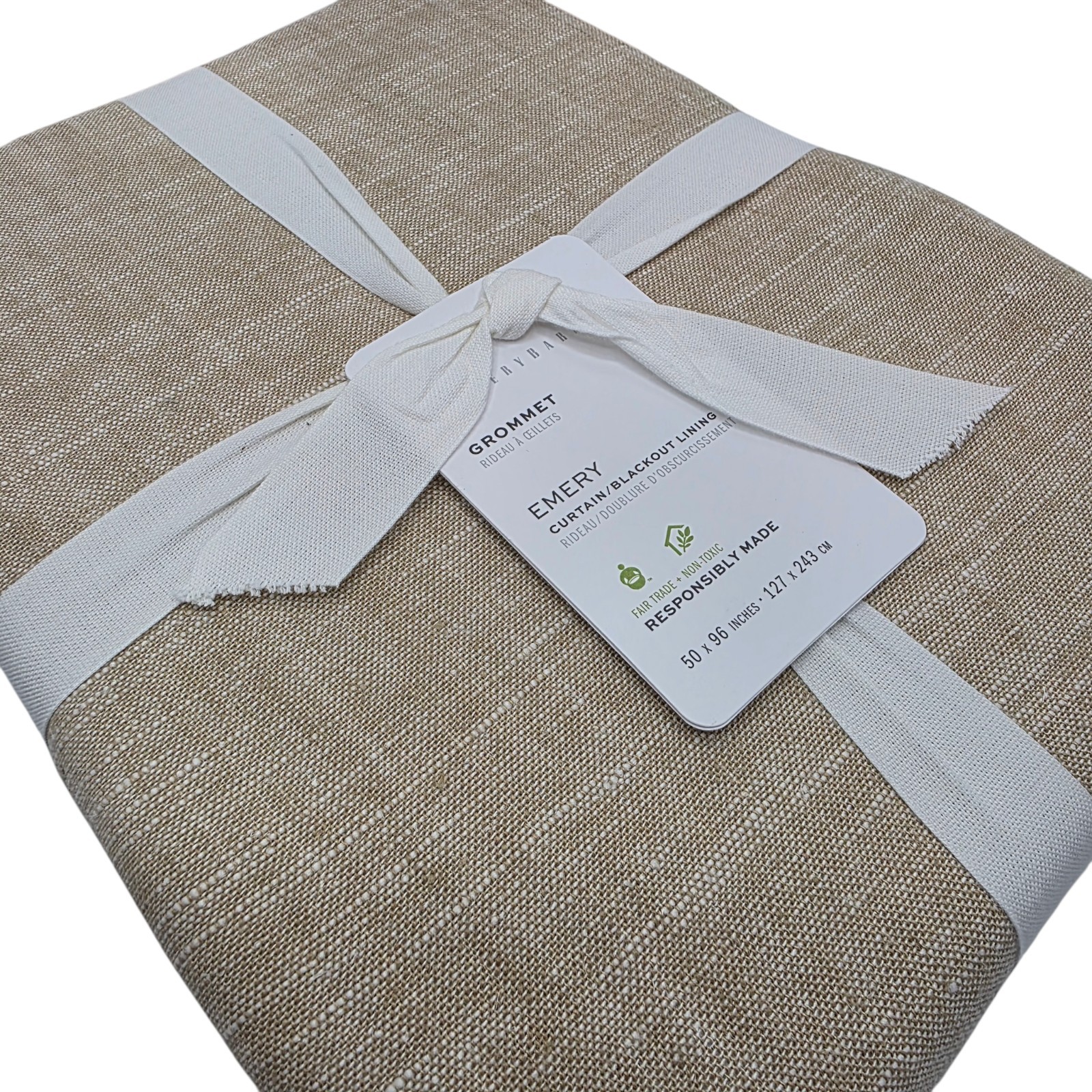 Pottery Barn Emery Blackout Curtains Set 2 50×96 Oatmeal Cotton Linen Drapes