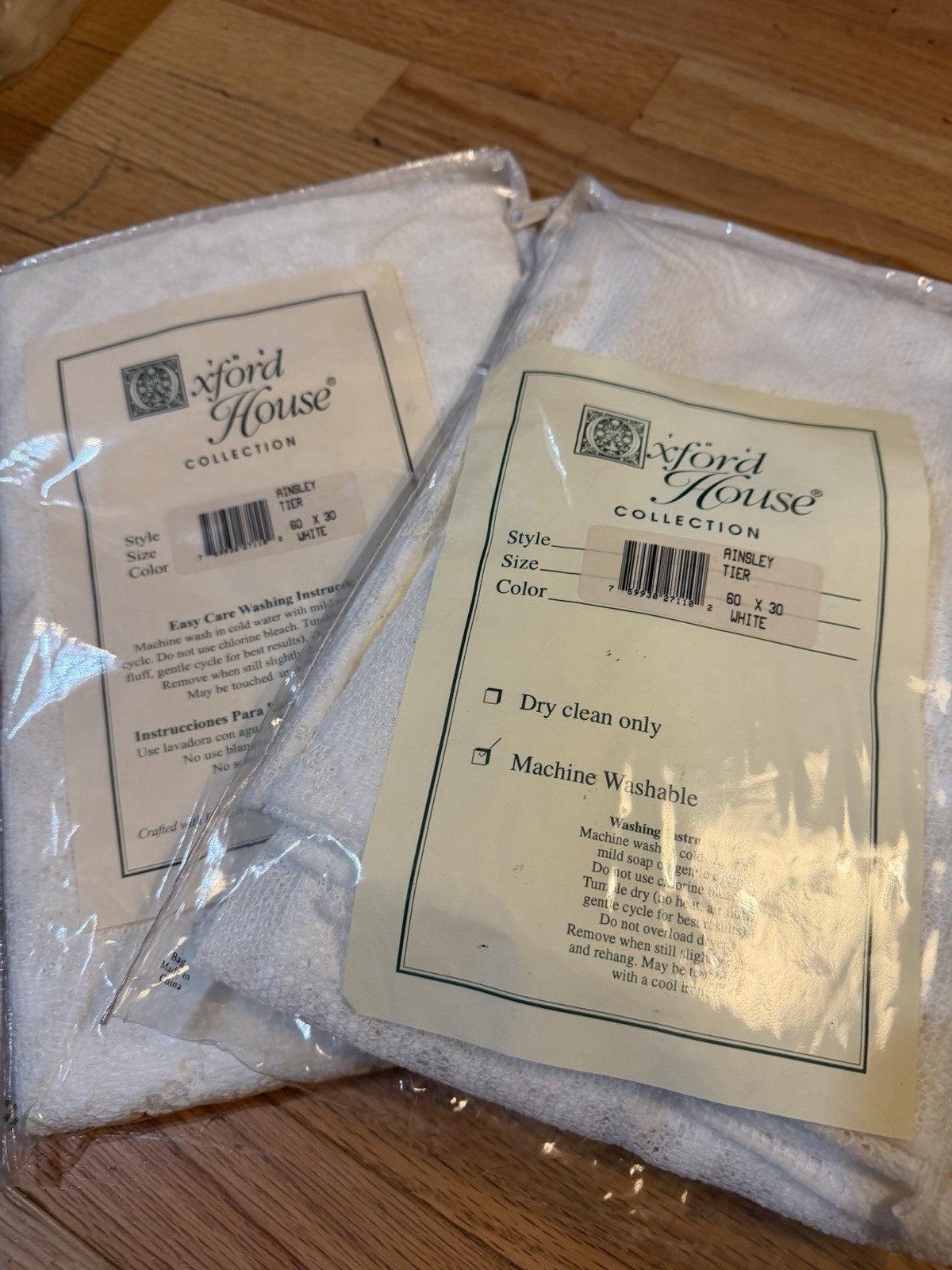 Two White Lace Window Valances 60 x 30 Oxford House Ainsley Tier New In Package
