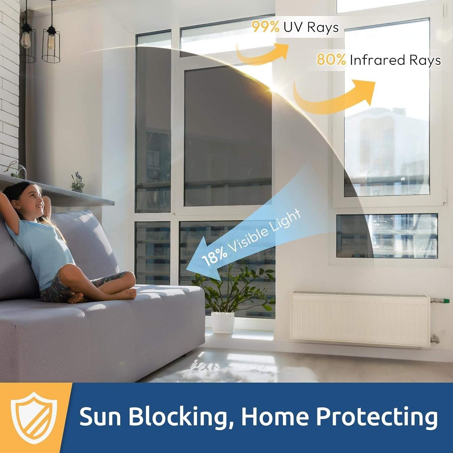One Way Window Privacy Film Window Tint for Home, Reflective Mirror Sun Blocking