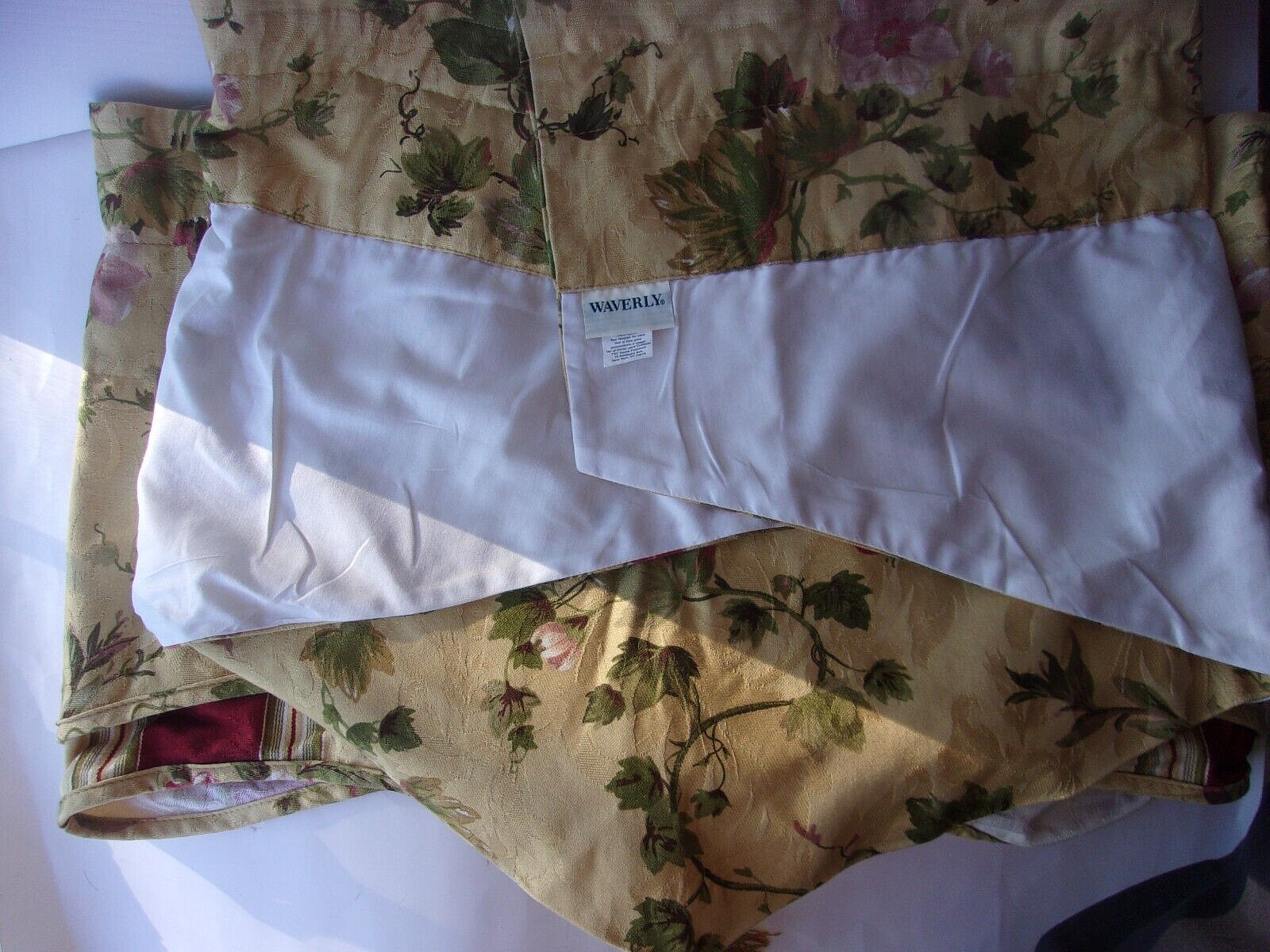 Vtg Waverly Lined Ascot Valance CHIANTI Grapes Floral Gold/Burgundy/Olive 1pc