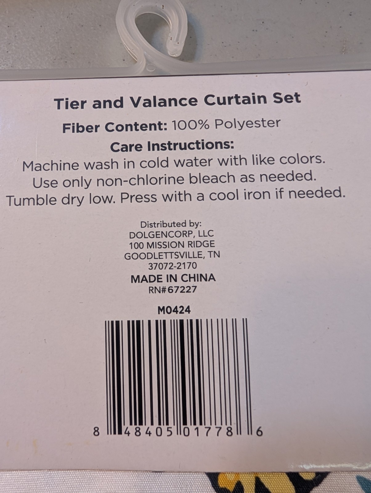 Trueliving 3 Piece Tier & Valance Curtain Set Rod Pocket Butterfly Flowers