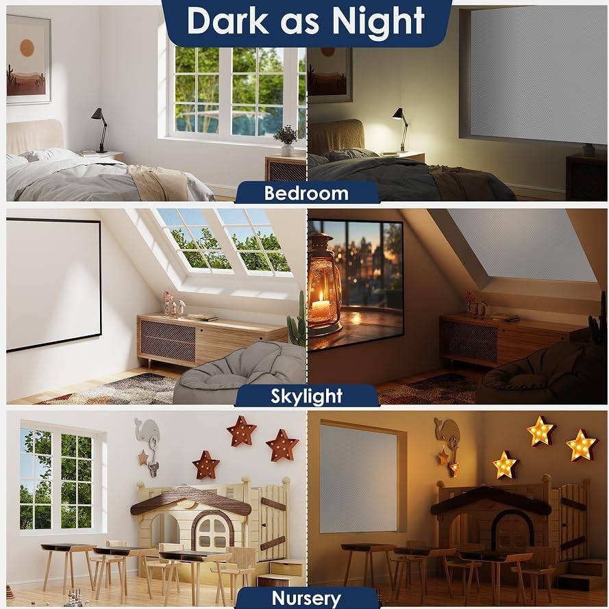 Customizable 100% Blackout Shades – Easy Adhesion & UV Protection for Bedrooms