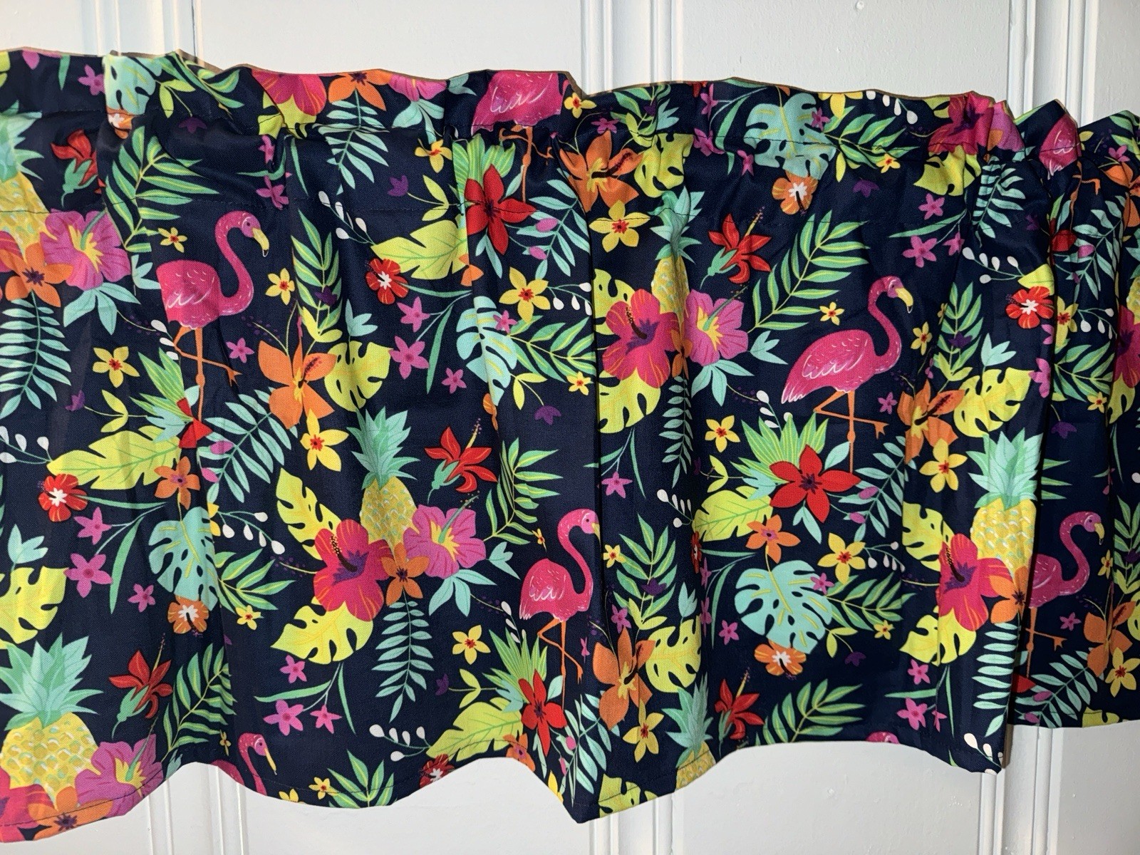 Custom Tropical Flamingo Window Valance Curtains Summer Beach Patio Curtains