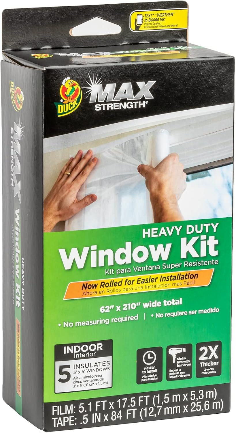 Duck MAX Strength Window Insulation Kit, Winter Window Seal Kit Fits up to 5 Win
