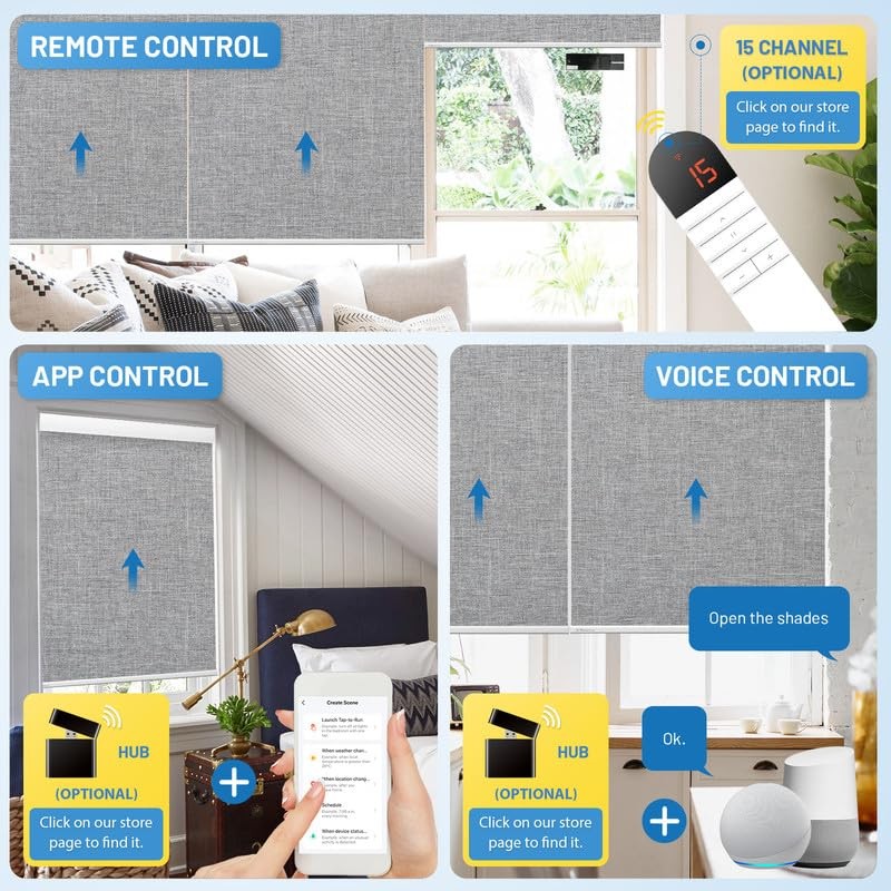 Citolen Motorized Blinds Remote Solar Panels Cordless Smart Blinds Valance