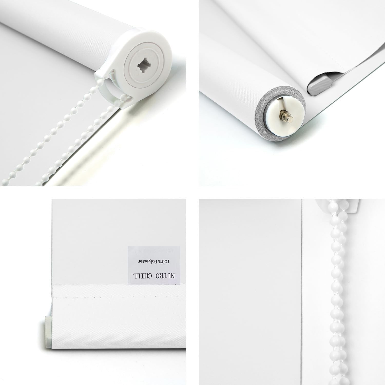 Window Blinds Light Filtering Roller Shades Privacy Fabric Home Office White