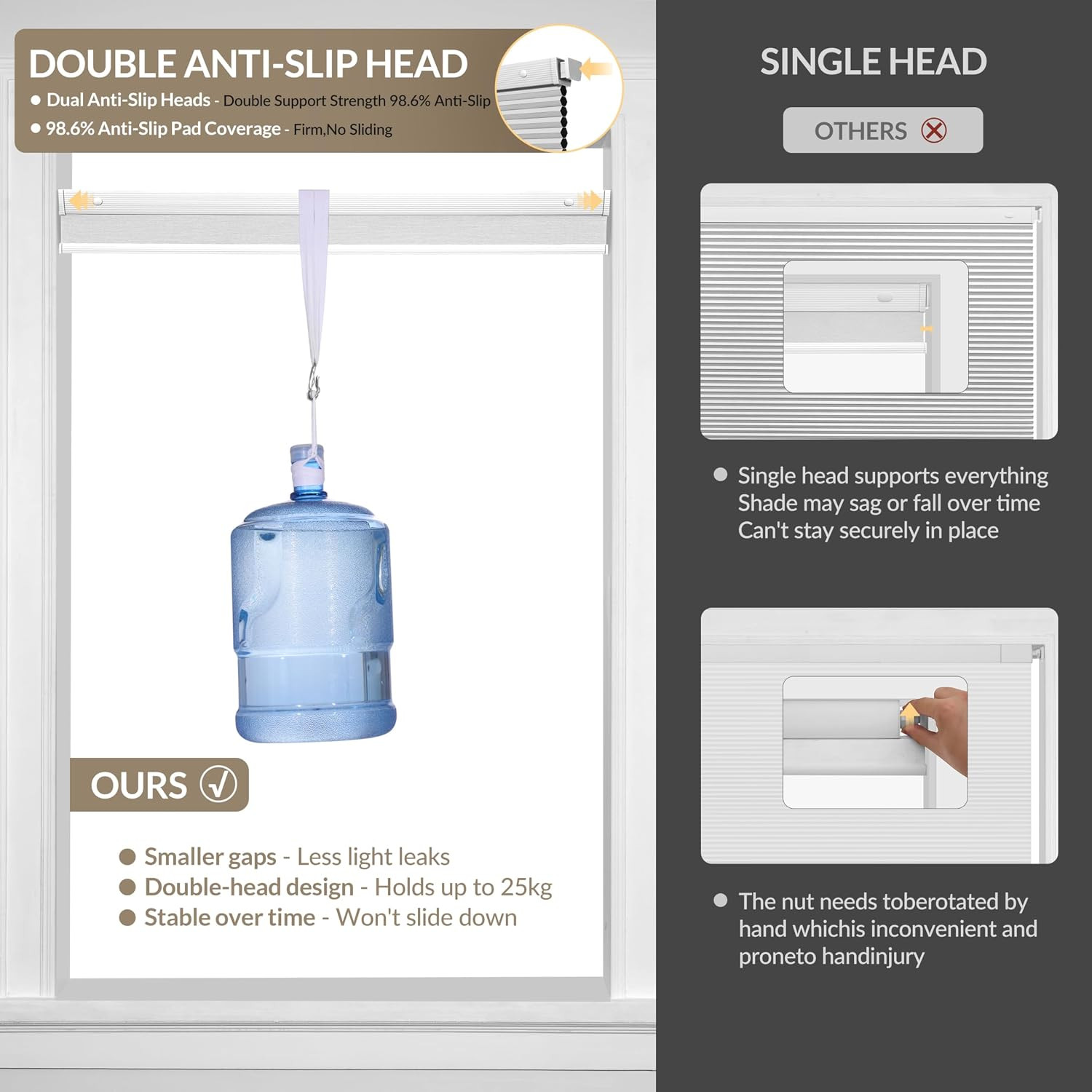 No Drill Cellular Shades for Indoor Windows,Noise Reducing & Thermal Insulating