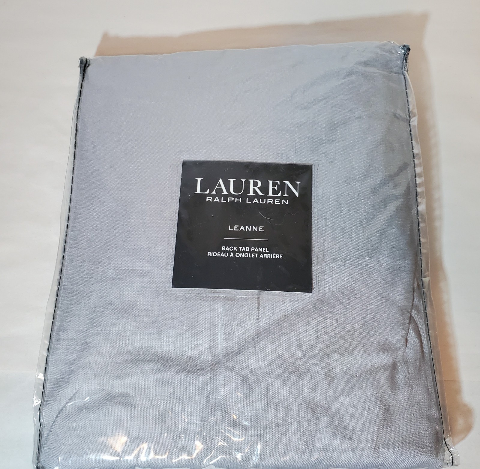 Lauren Ralph Leanne Grey Back Tab Rod Pocket Curtain Panel 50”W x 63”L