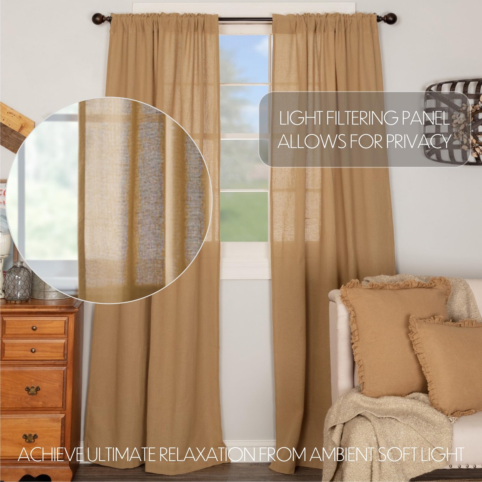 VHC Brands Farmhouse 84″x40″ Panel Pair Tan 40″W x 84″L (Pack of 2), Natural