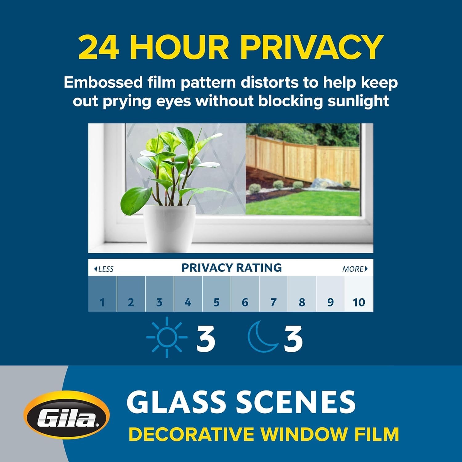 Gila® Glass Scenes Frosted Lattice Decorative Window Film 3′ X 6.5′ 36″ x 78″
