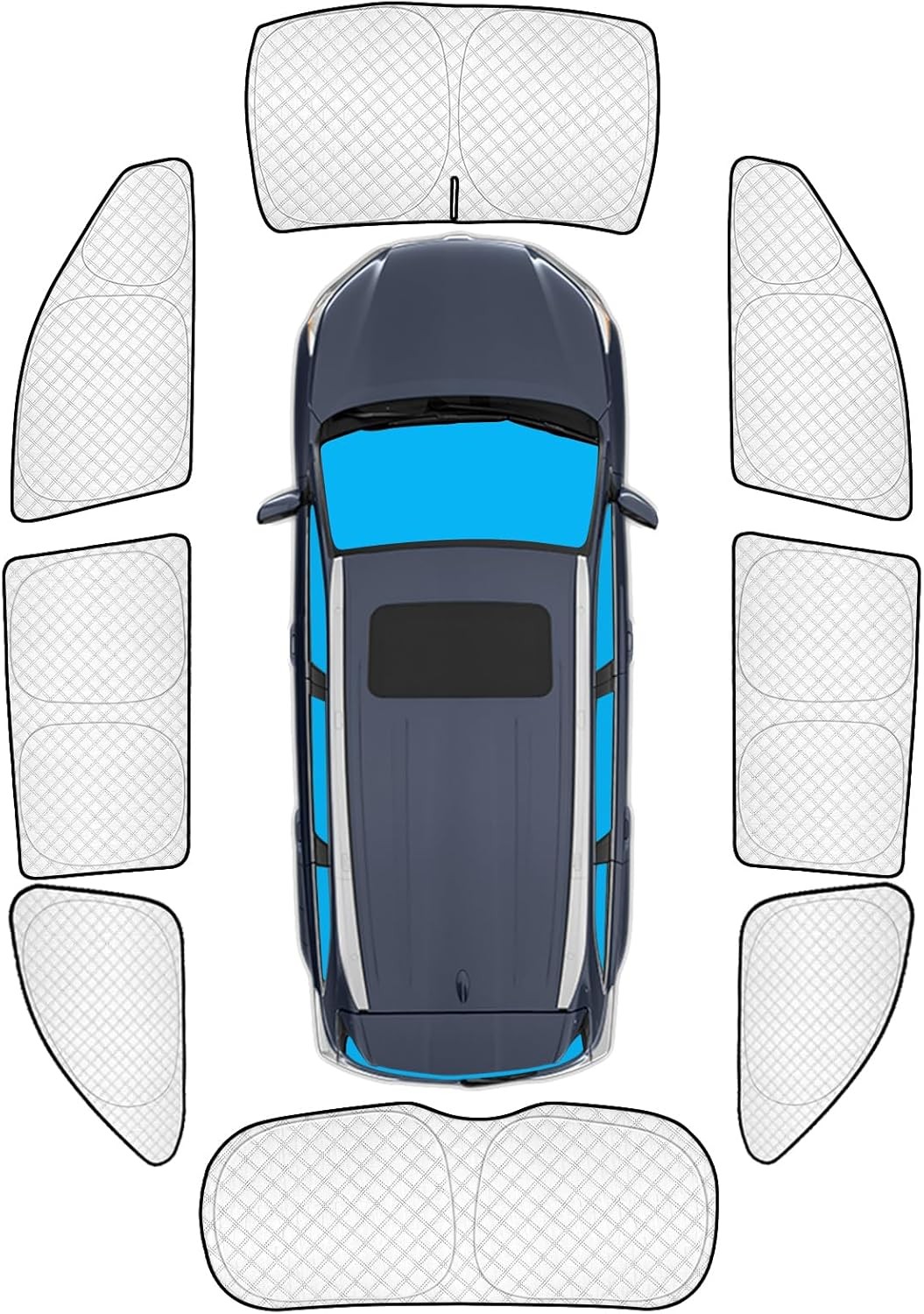 KMF 8pcs Thicken Sun Shades for Toyota Highlander 2020-2025(Not Grand Highlander
