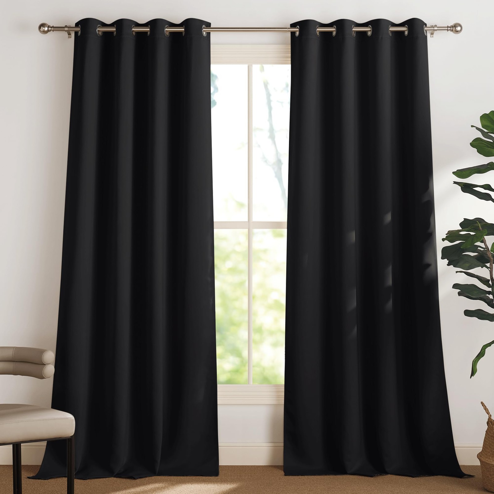 Bedroom curtains black opaque over curtains with eyelets set of 2 h 260…