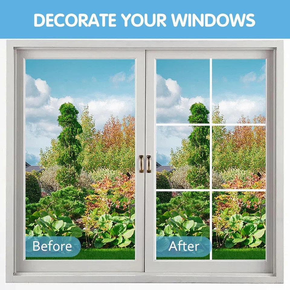 33 Ft Window Grille Inserts, Window Grid Kit, TPE Self-Adhesive Peel and Stick T
