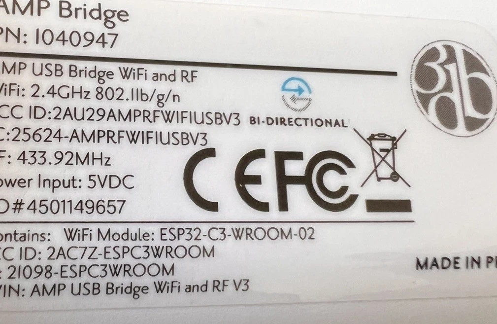 3-Day Blinds USB AMP Bridge WiFi Hub for Motorized Smart Shades – 62104000