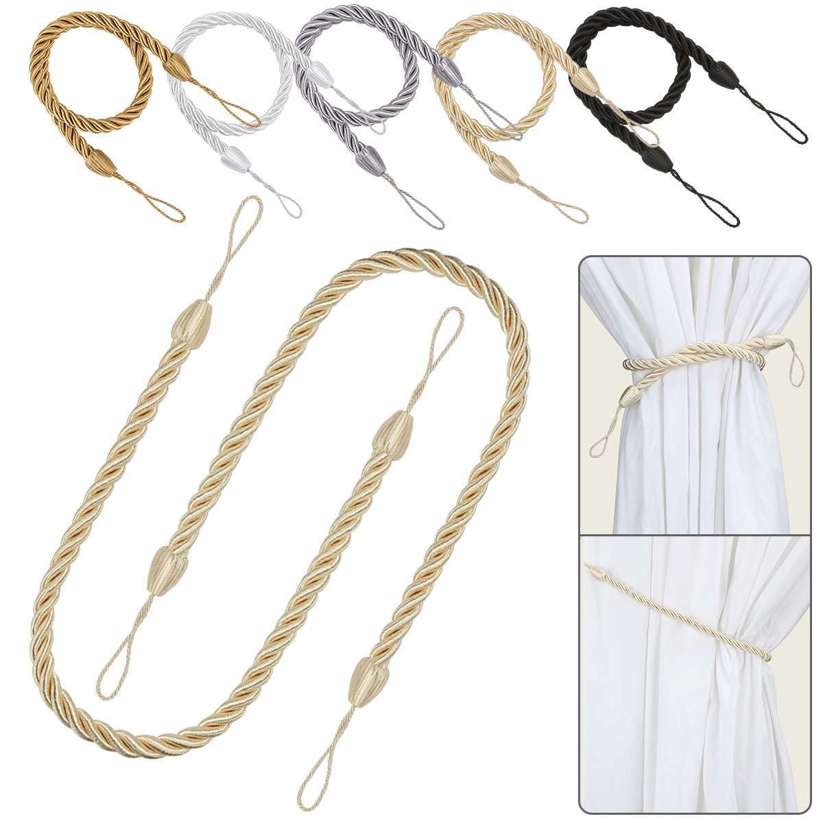 Curtain Rope Tie Backs Window Tiebacks Living Room Bedroom Home Ornament 2PCS