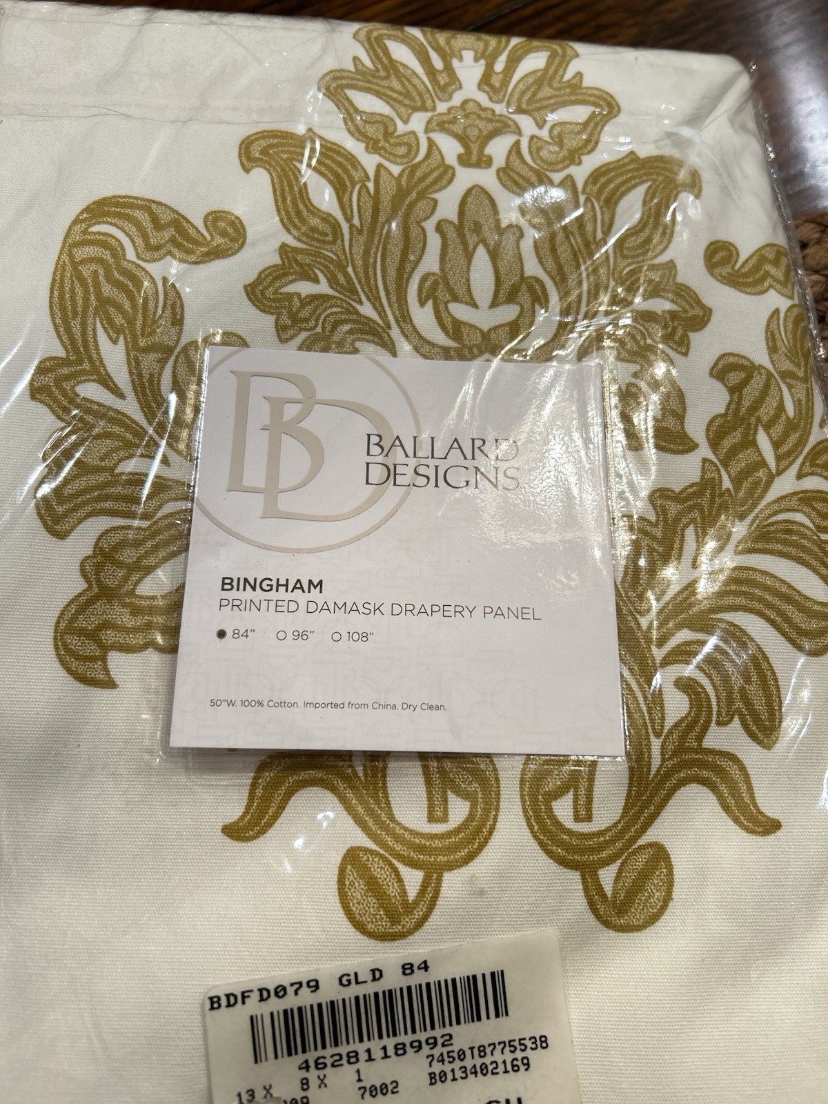 Ballard Designs Bingham Damask Drapes Set 2 Tuscan Gold 50x 84 Curtains
