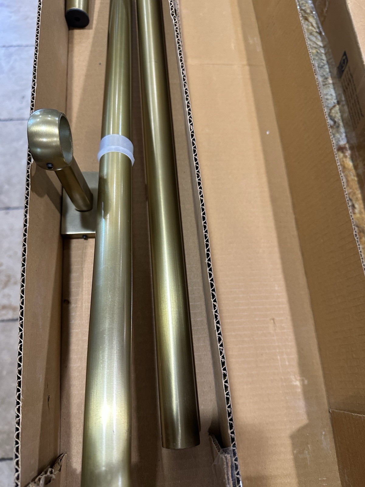 Pottery Barn Hidden Connection 1.25 Curtain Drapery Rod 48-88″ brass room dark