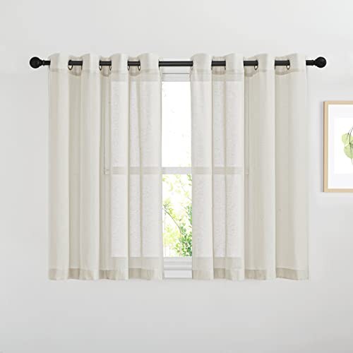 48 inch Curtains 2 Panels Set for Kitchen, 52″W x 48″L (Pack of 2) Natural