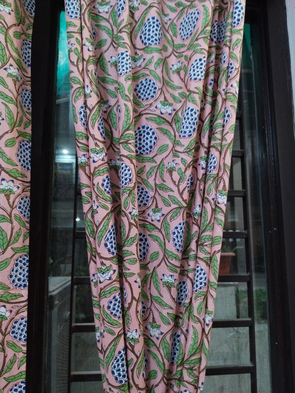 India Hand Block Print Cotton Curtain Set of 2 Panel Home Decor Living room