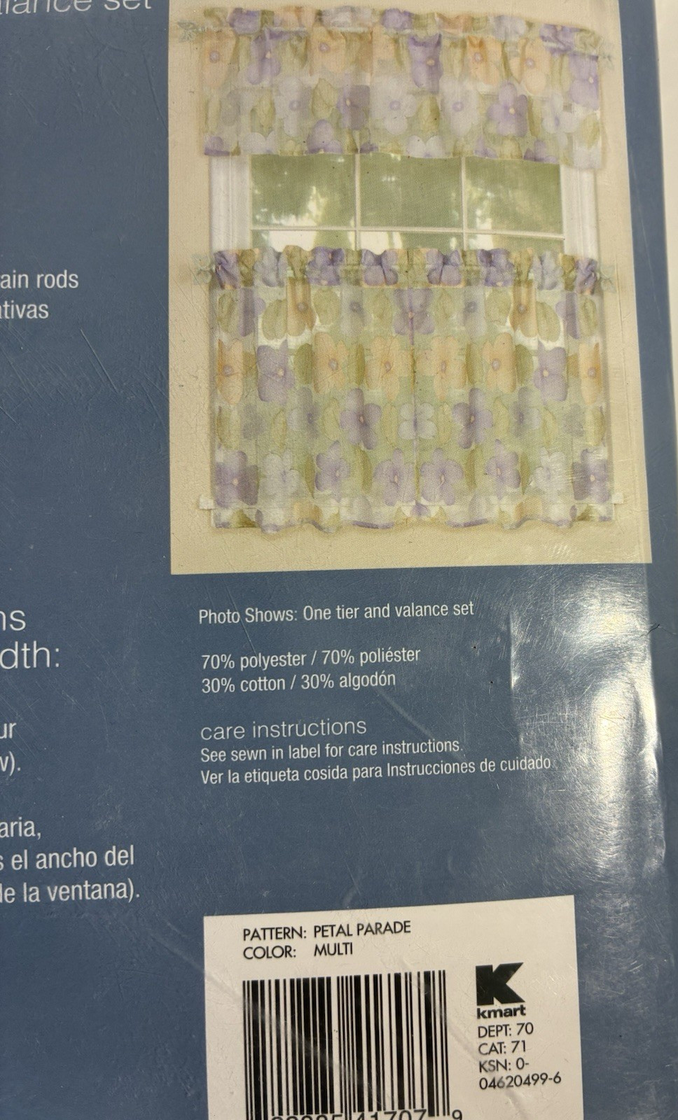 Essential Home Burnout Tier & Valance Set Purple Green Petal Parade 60″ x 24″