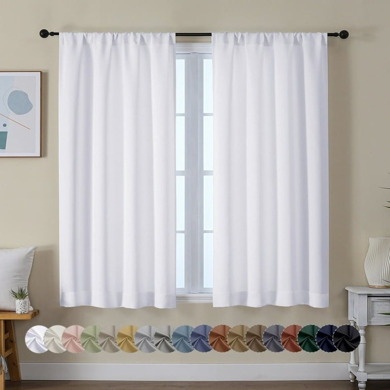 Pure White Curtains 80×54 In 2 Panels Set Light Blocking