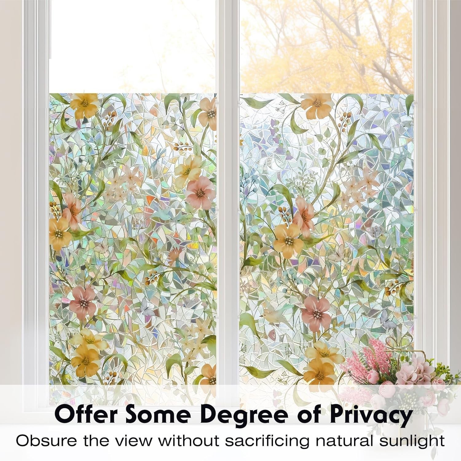 Stained Glass Window Film with Installation Tools, Rainbow Window Privacy Fil…