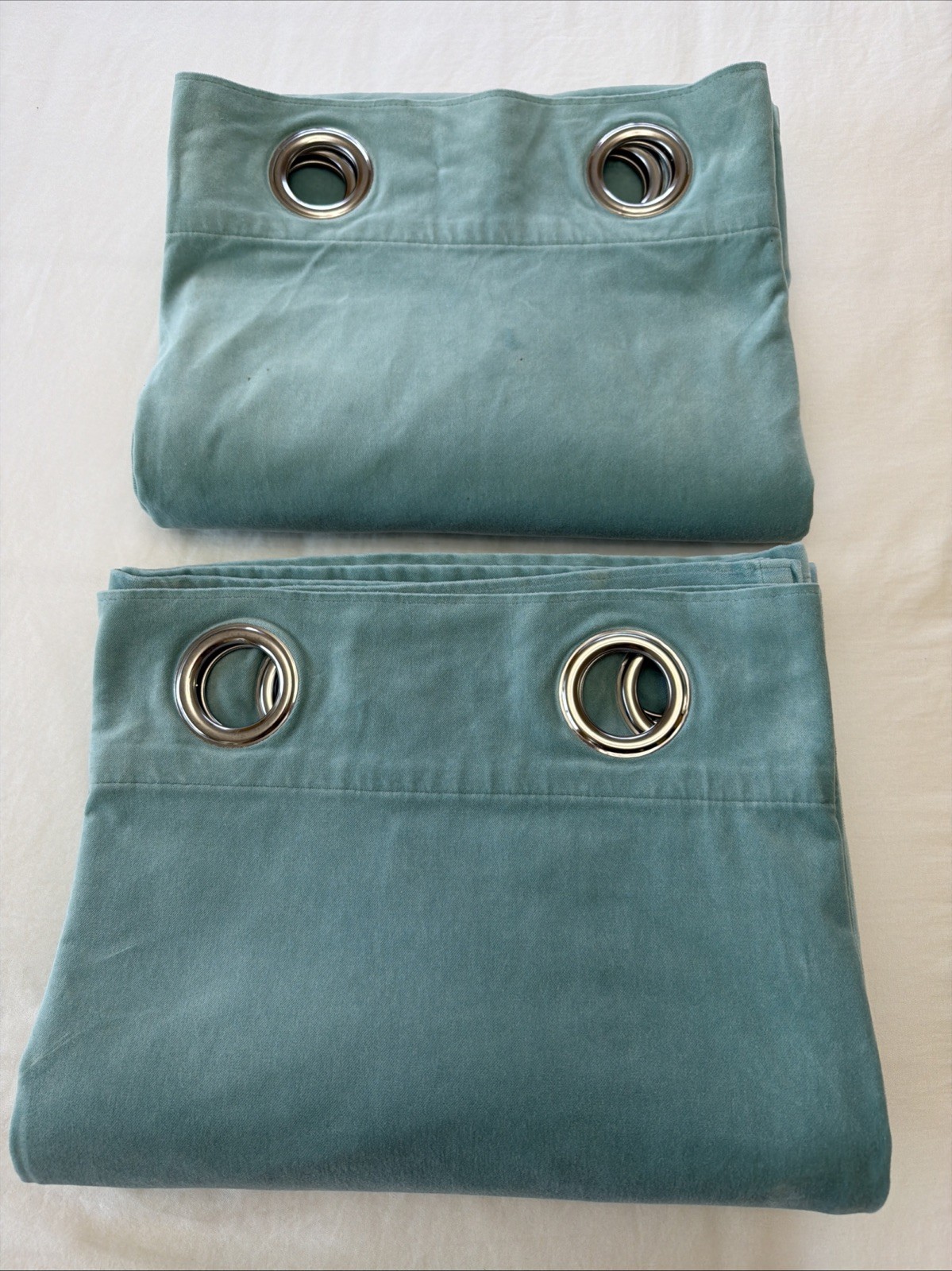 IKEA Sanela Velvet Curtains 2 Panels 100% Cotton Aqua 55×98 60418905