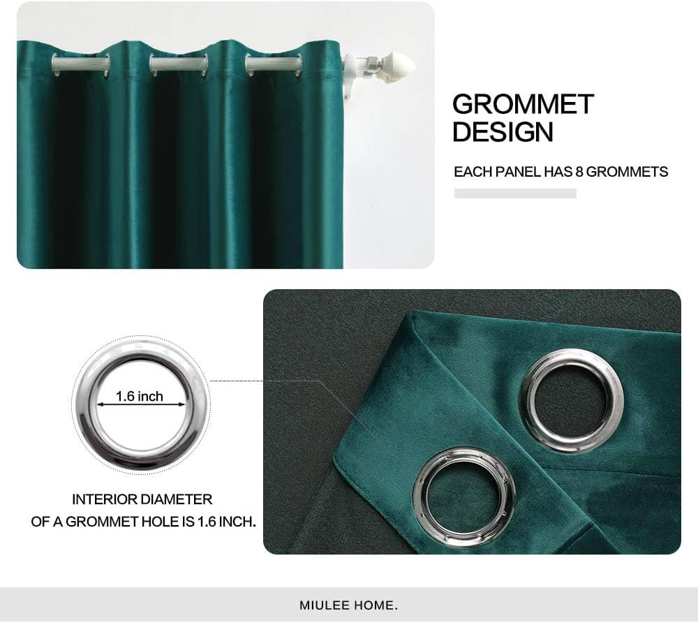 Christmas Dark Green 100% Polyester Curtains 90 Inches Long 2 Panels Room Darken