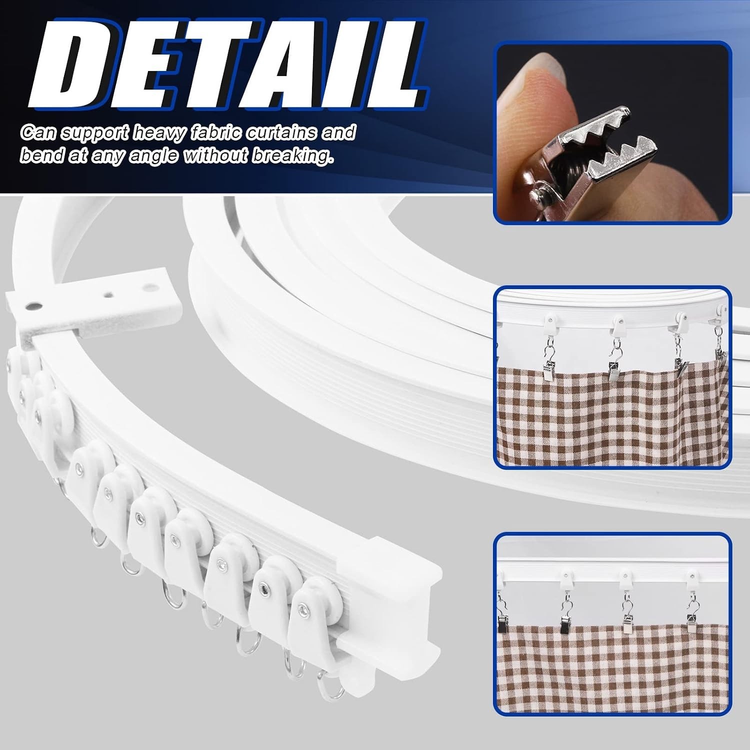 155Pcs 5M/16.4ft White Bendable Curved Ceiling Curtain Track Set, Includes 40…