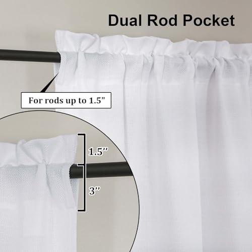 Valance for Window Curtains 16 Inch Length, 60″W x 16″L (Pack of 1) White