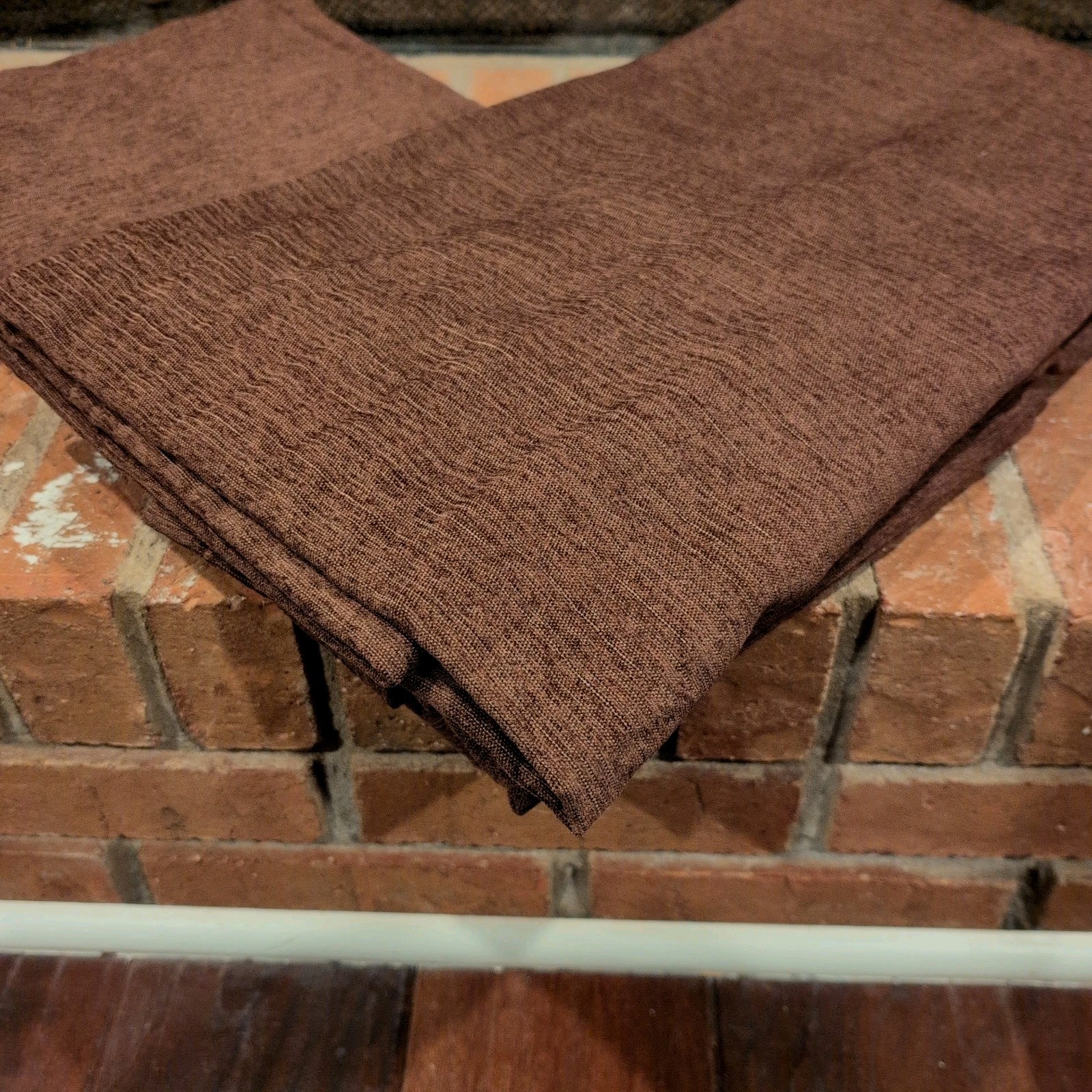 2 Croscill Home Lynne Velvet Curtain Panels 43″x94″ Brown Sage Button Pole Top