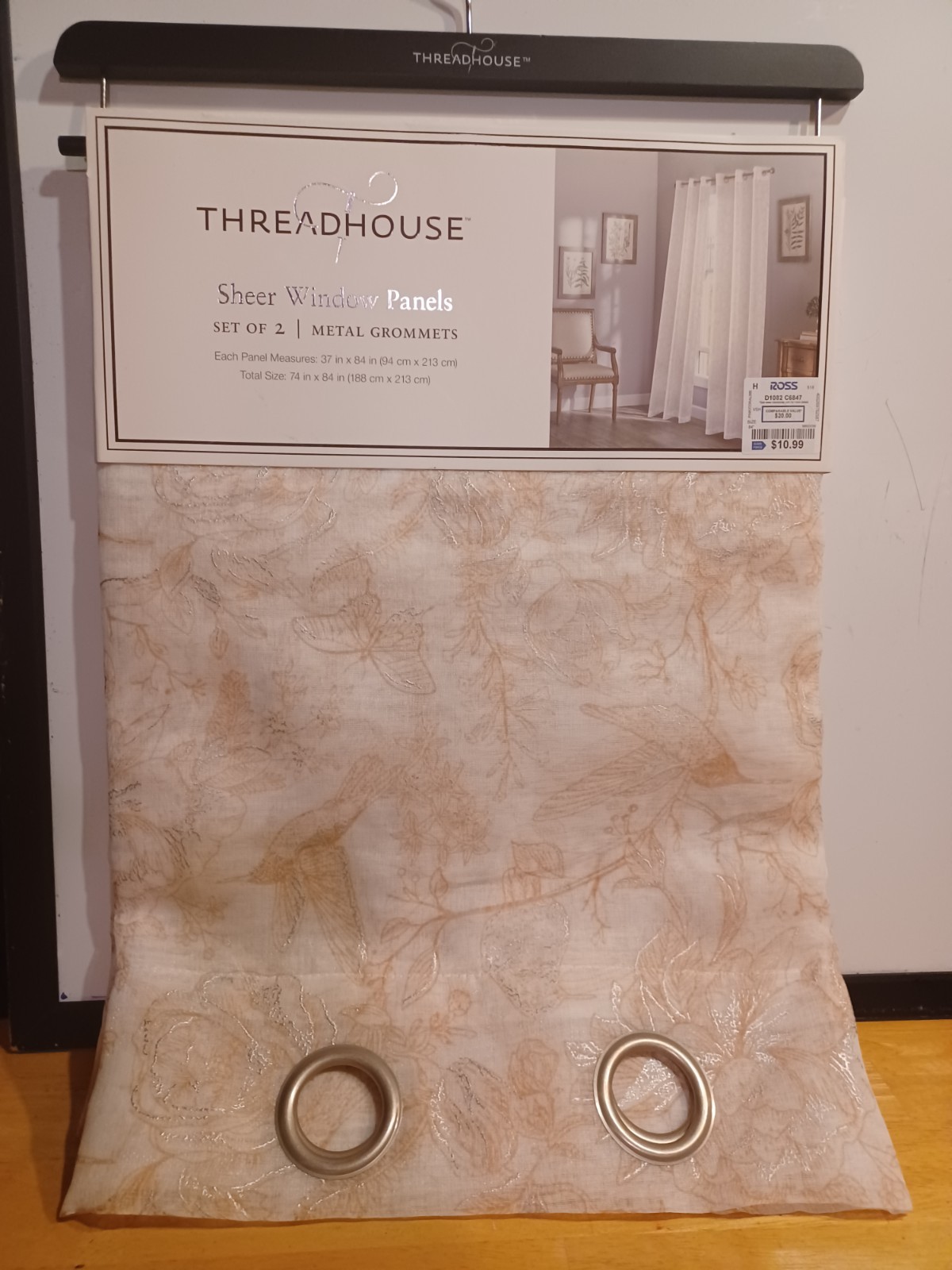 Set Of 2 Sheer Window Panels 37×84 Each W/ Metal Grommets Threadhouse Polyester