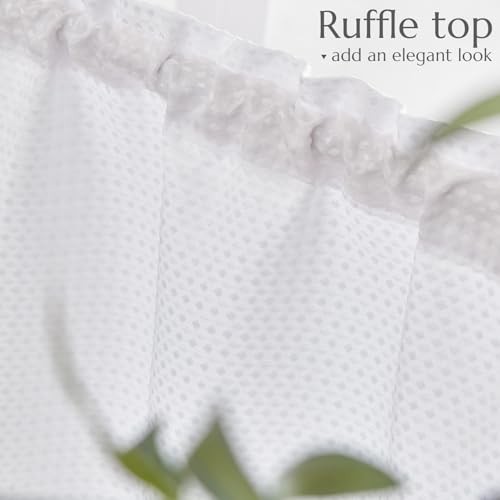 Valance Curtain for Kitchen Waffle Weave for 60″W x 18″L (Pack of 1) White