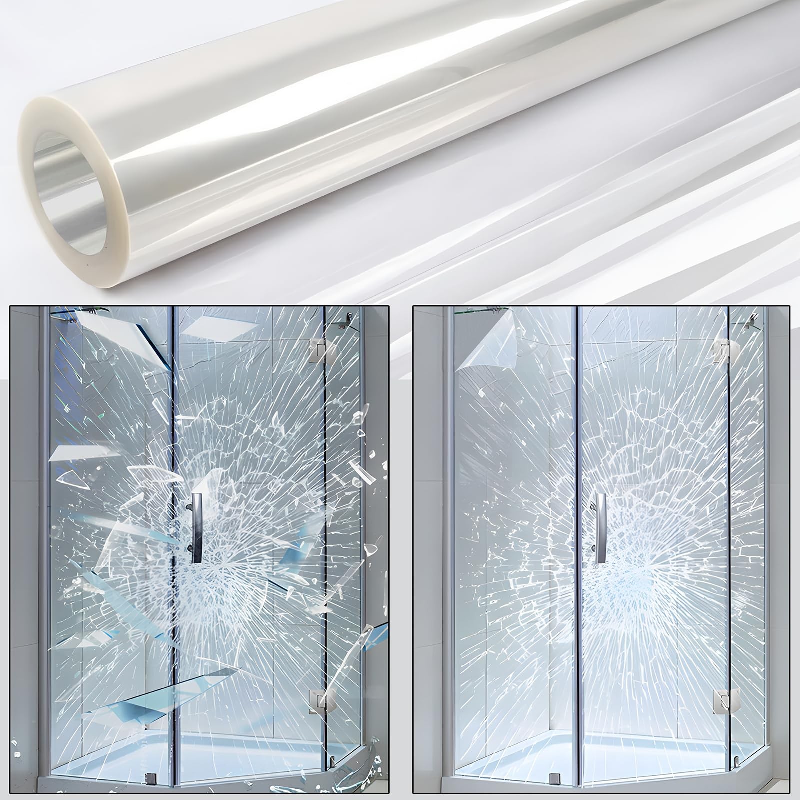 4Mil Security Window Film, Shatterproof 17.5in x 6.5ft, 4mil