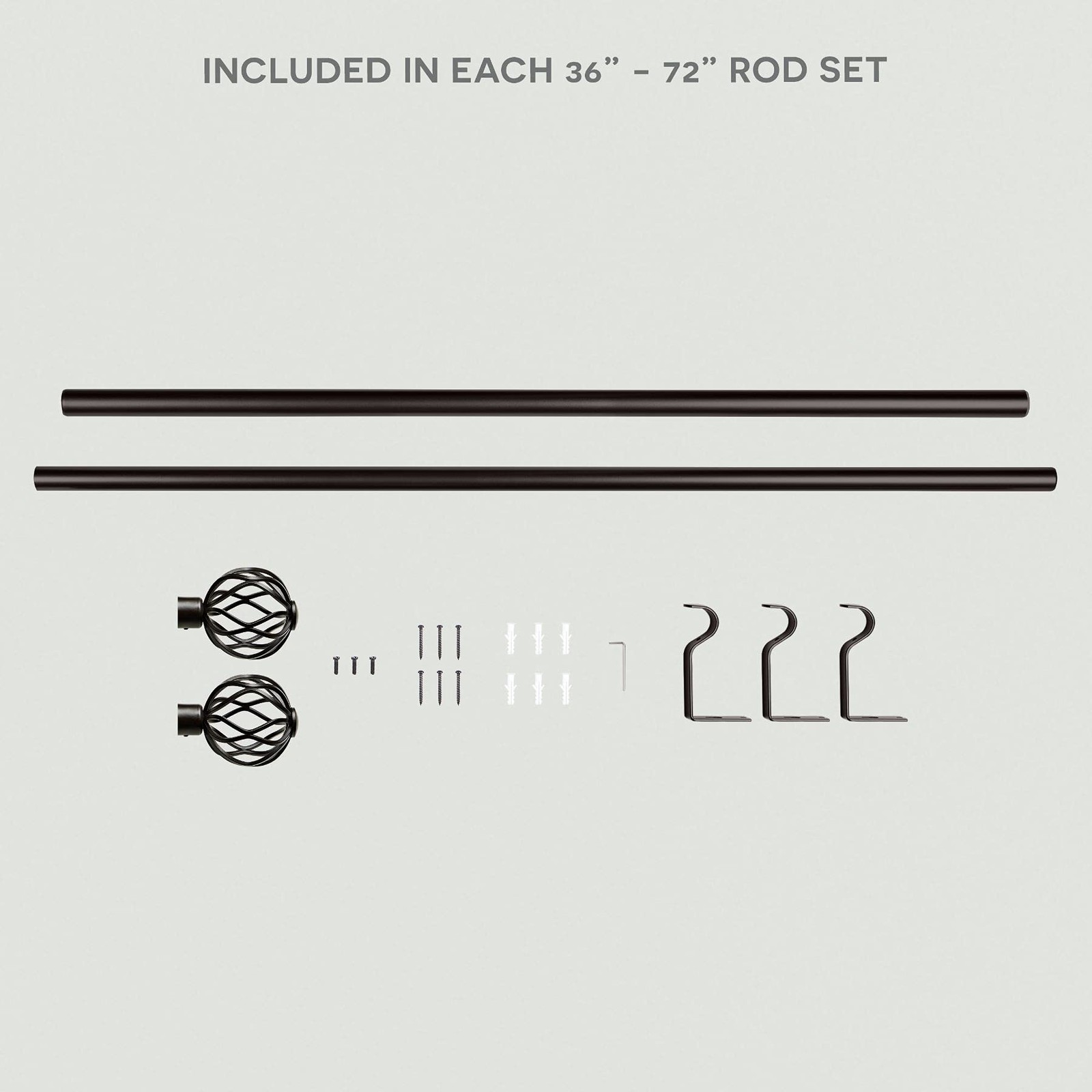 Ogee Matte Bronze 1 Inch 3672 In Coordinating Finial Single Curtain Rod Set