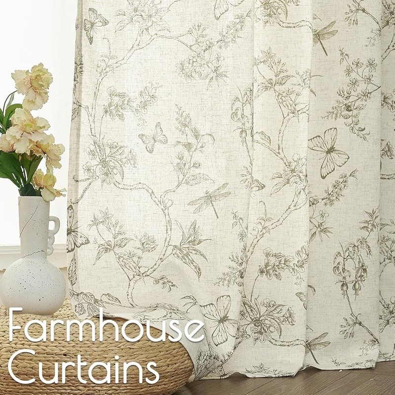 Linen Textured Light Filtering Curtains W/ Antique Bronze Grommets Home Decor US
