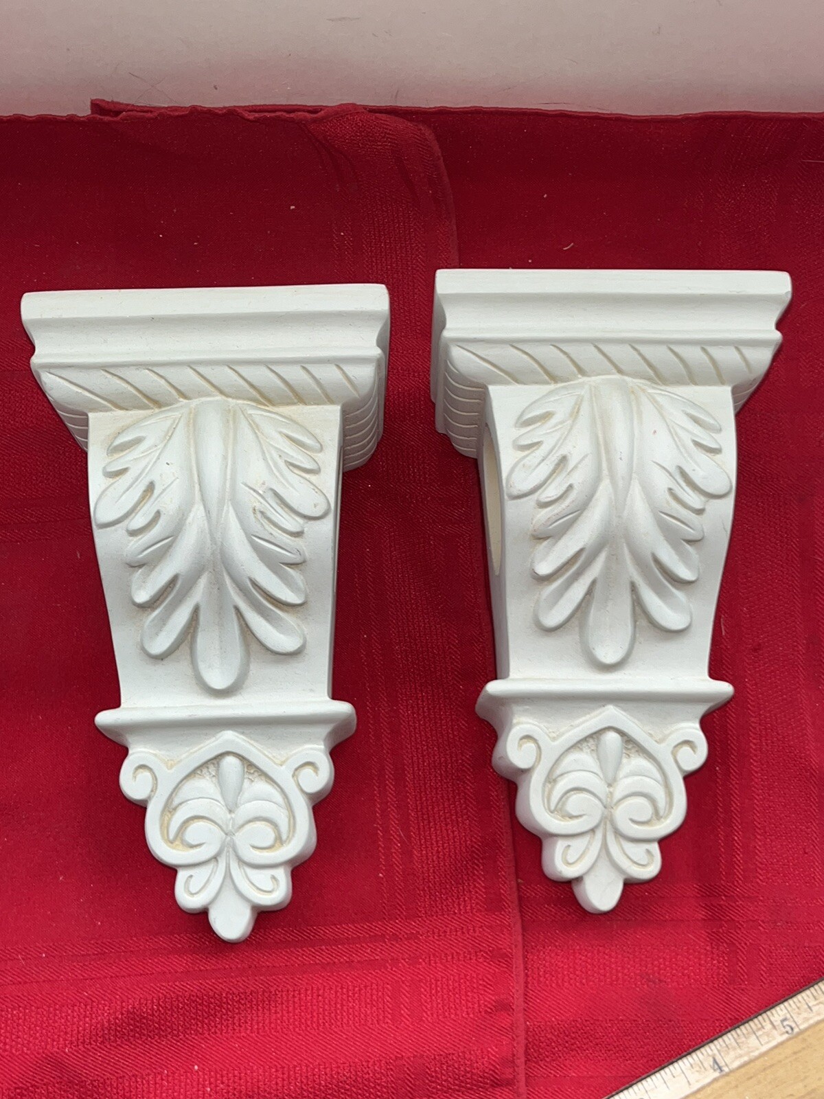 ORNATE SHABBY CHIC IVORY PLASTER DRAPERY /WALL HANGING ROD HOLDERS WALL MOUNT