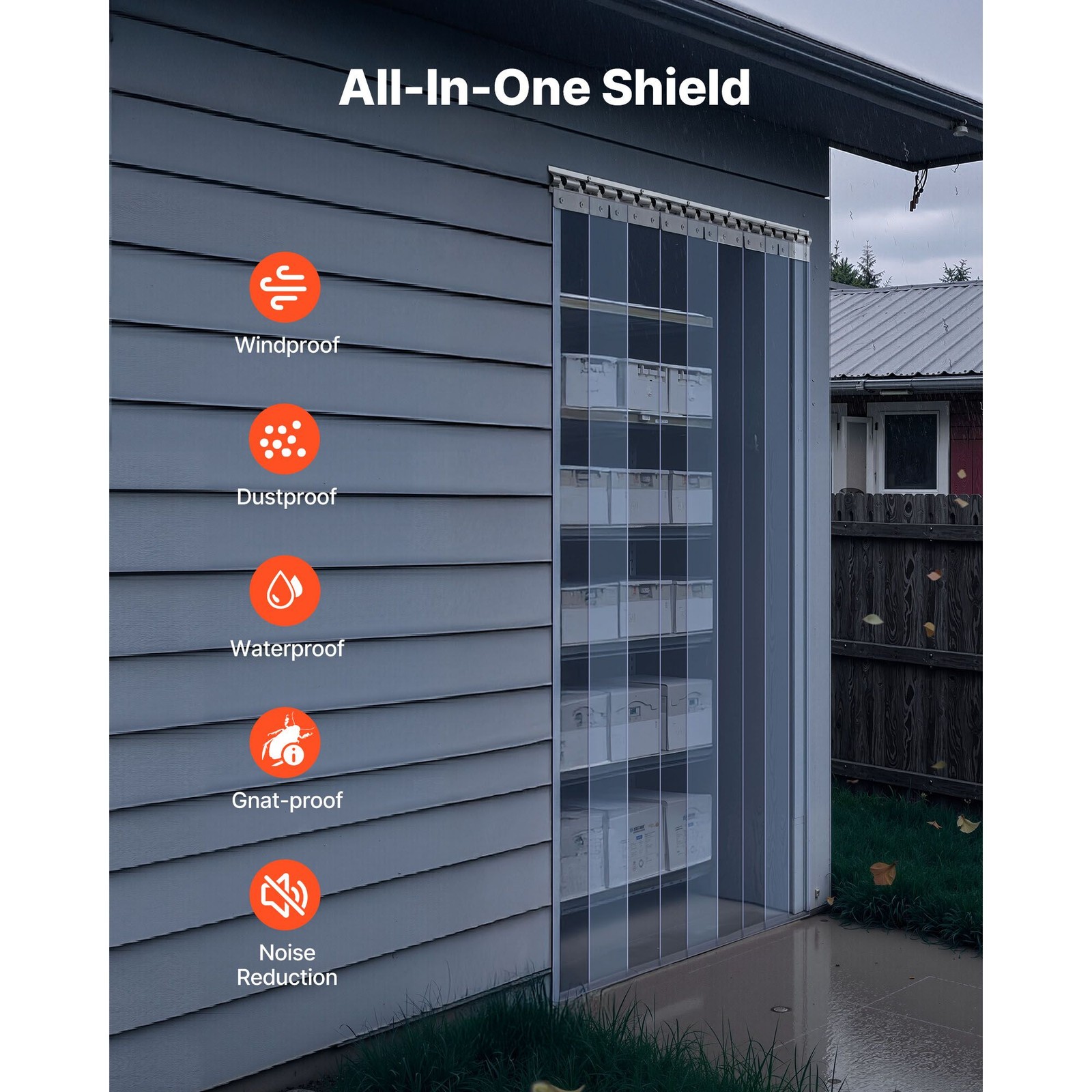 Clear PVC Strip Curtain 80in x 36in, 0.08in Thick, 6-Piece for Freezer & Garage