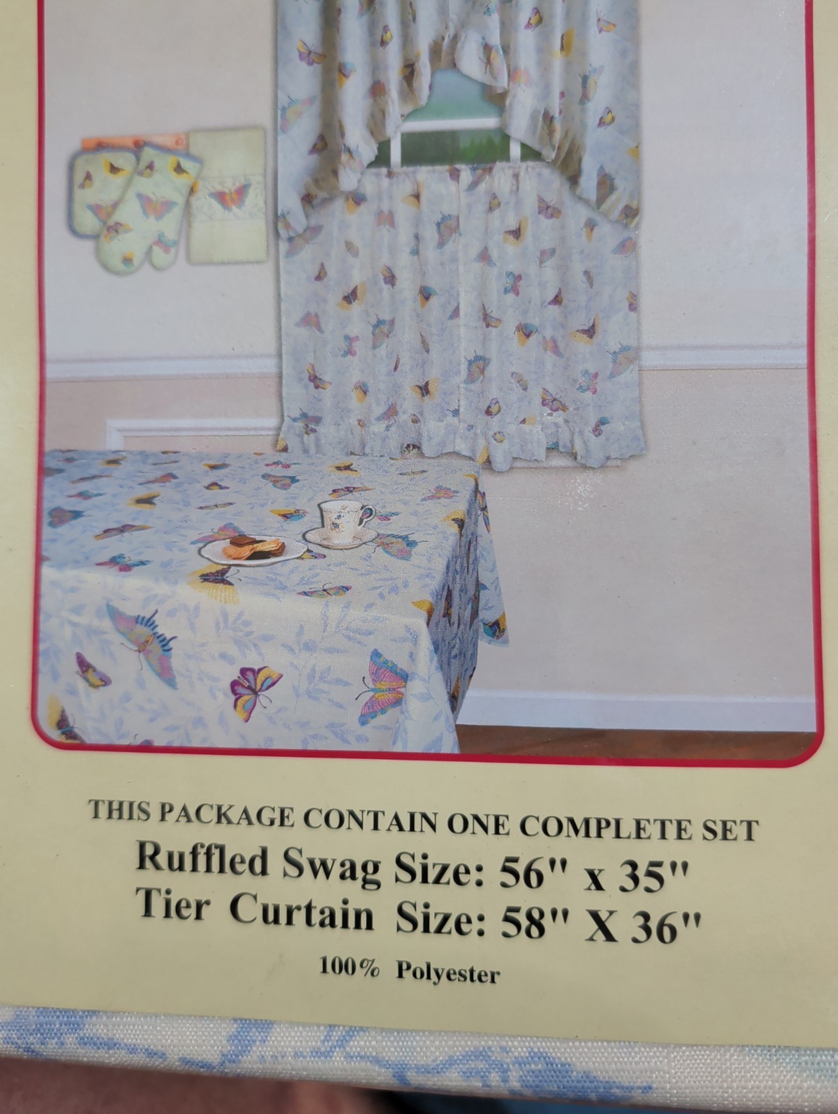 Butterfly Kitchen Curtains 3 Piece Set NEW Kitchen Curtain
