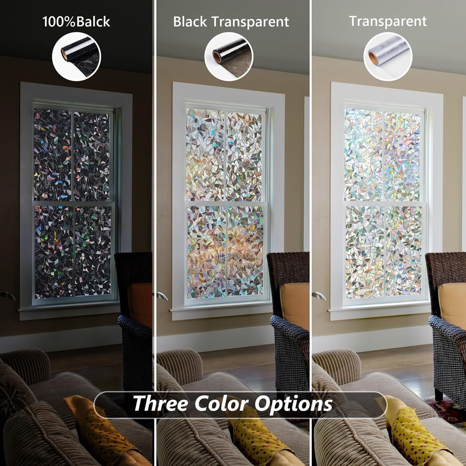 LEMON CLOUD Window Privacy Film, Stained Glass Window Film, Decorative Window…