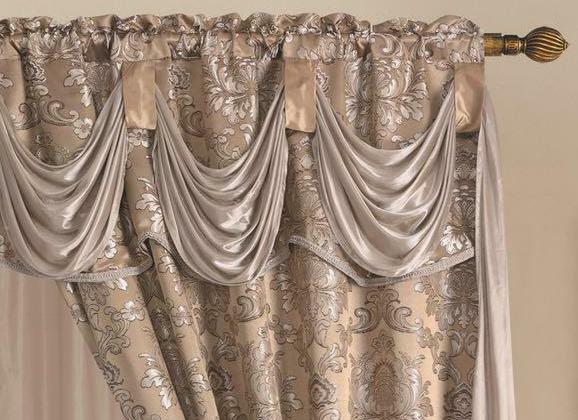 Window Curtains 2 Panel Set Luxury Red Burgundy With Valance and Sheer