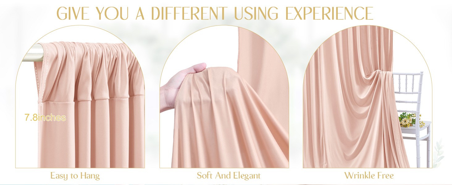 40ft x 10ft Wrinkle Blush Pink Backdrop Curtains for Wedding Parties Curtain